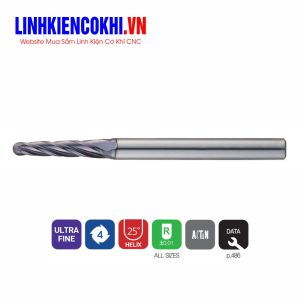 Dao phay côn đầu cầu 4 me 30~50HRC TPRB4-100 Widin